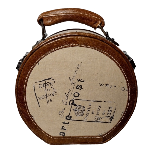 Giovanni Bags Vintage Giovanni Leather Trim Cotton Traveler Round